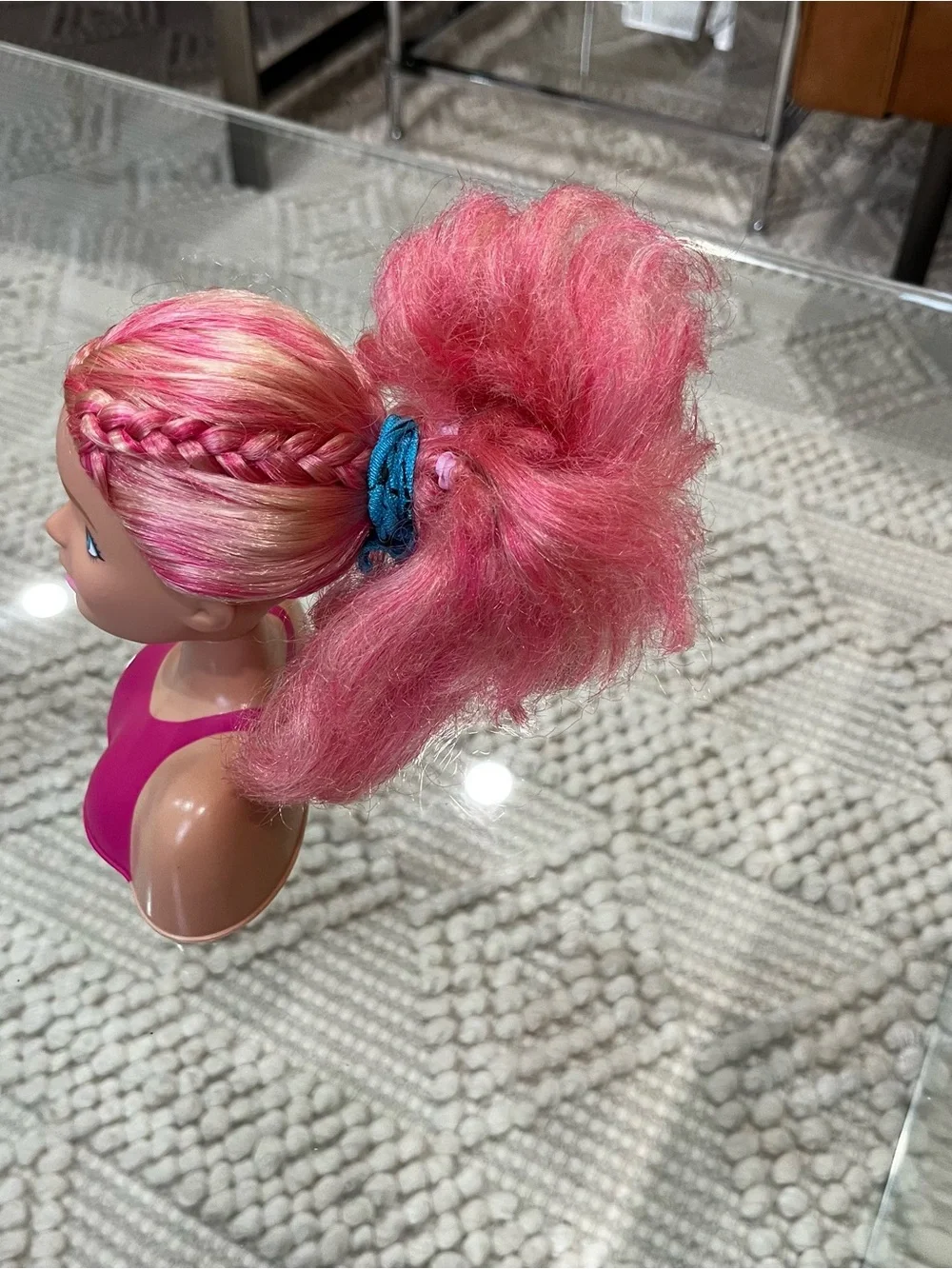 Barbie fashionistas pink hair mini small styling head toy